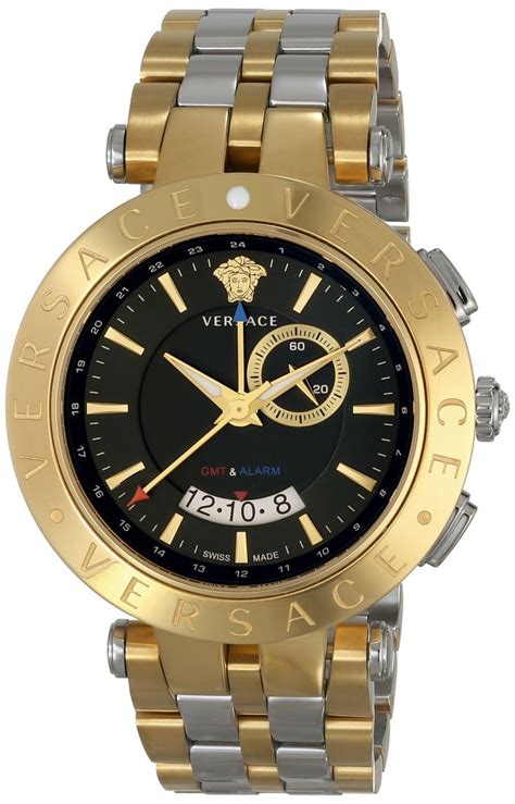 versace men's v-race gmt alarm yellow gold stainless steel watch|VERSACE V.